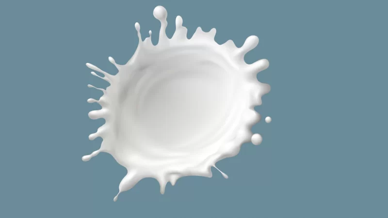 Milk splash or round swirl with drops, realistic Free Vector