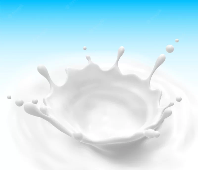 Milk splash with drops and ripple, natural dairy, yogurt or cream. realistic illustration Premium Vector