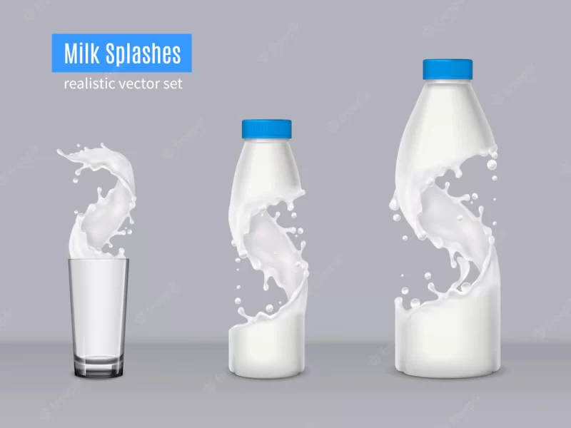 Milk splashes realistic composition Free Vector