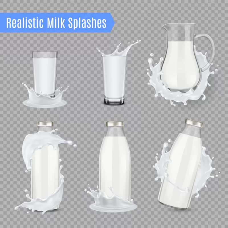 Milk splashes realistic set Free Vector