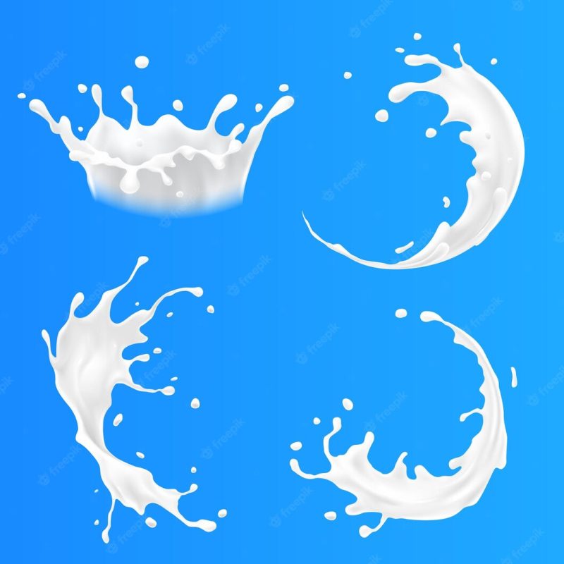 Milk splashes set Premium Vector