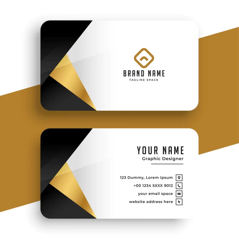 Minimalist golden black business card design Free Vector