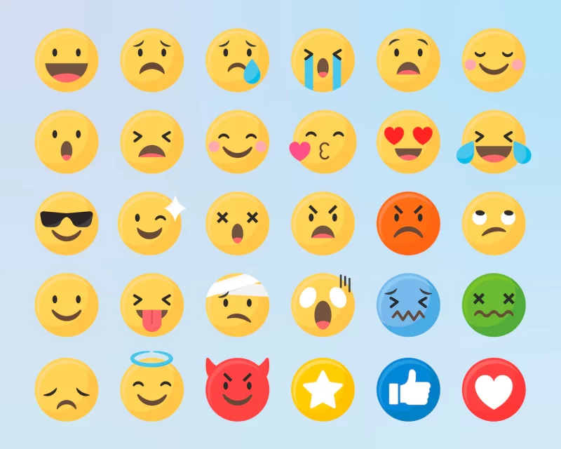 Mixed emoji set Free Vector