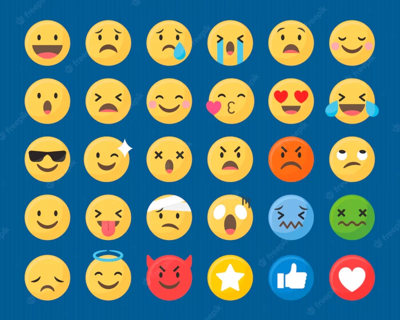 Mixed emoji set Free Vector