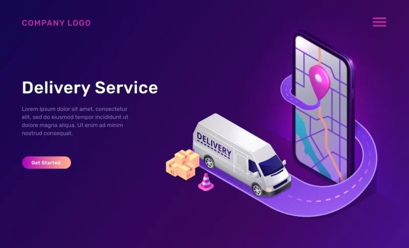 Mobile delivery service online app isometric Free Vector