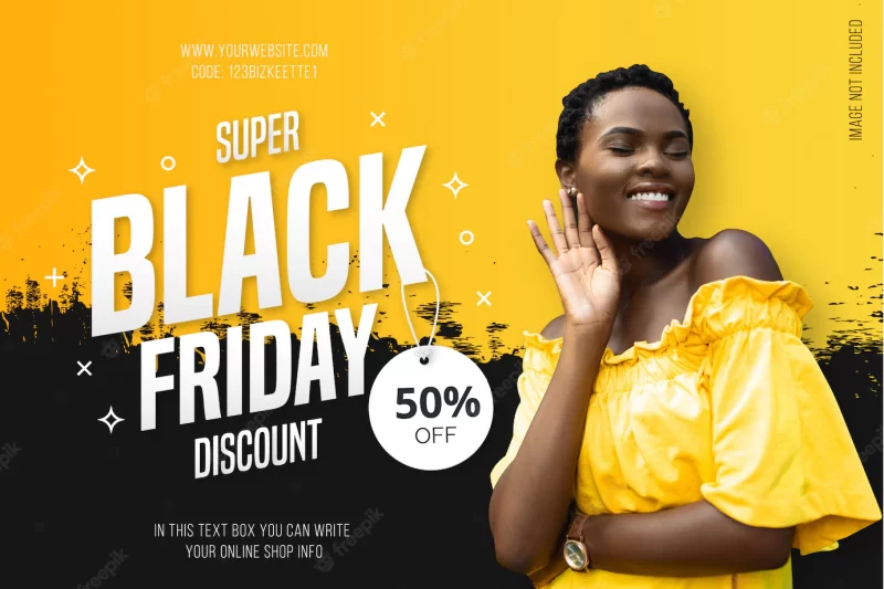 Modern black friday background with yellow splash Free Vector