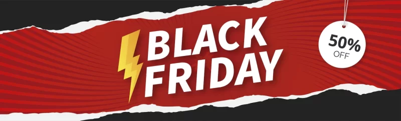 Modern black friday banner sale with papercut design Free Vector