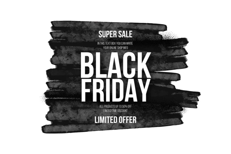 Modern black friday promotion with watercolor splash background Free Vector