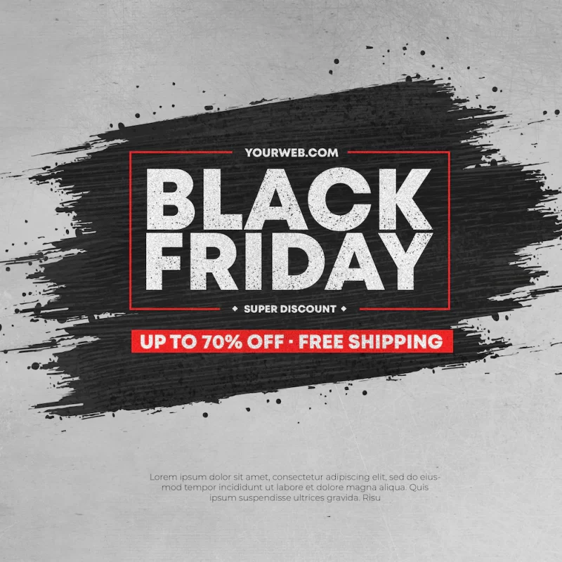 Modern black friday sale with black brush stroke frame background Free Psd