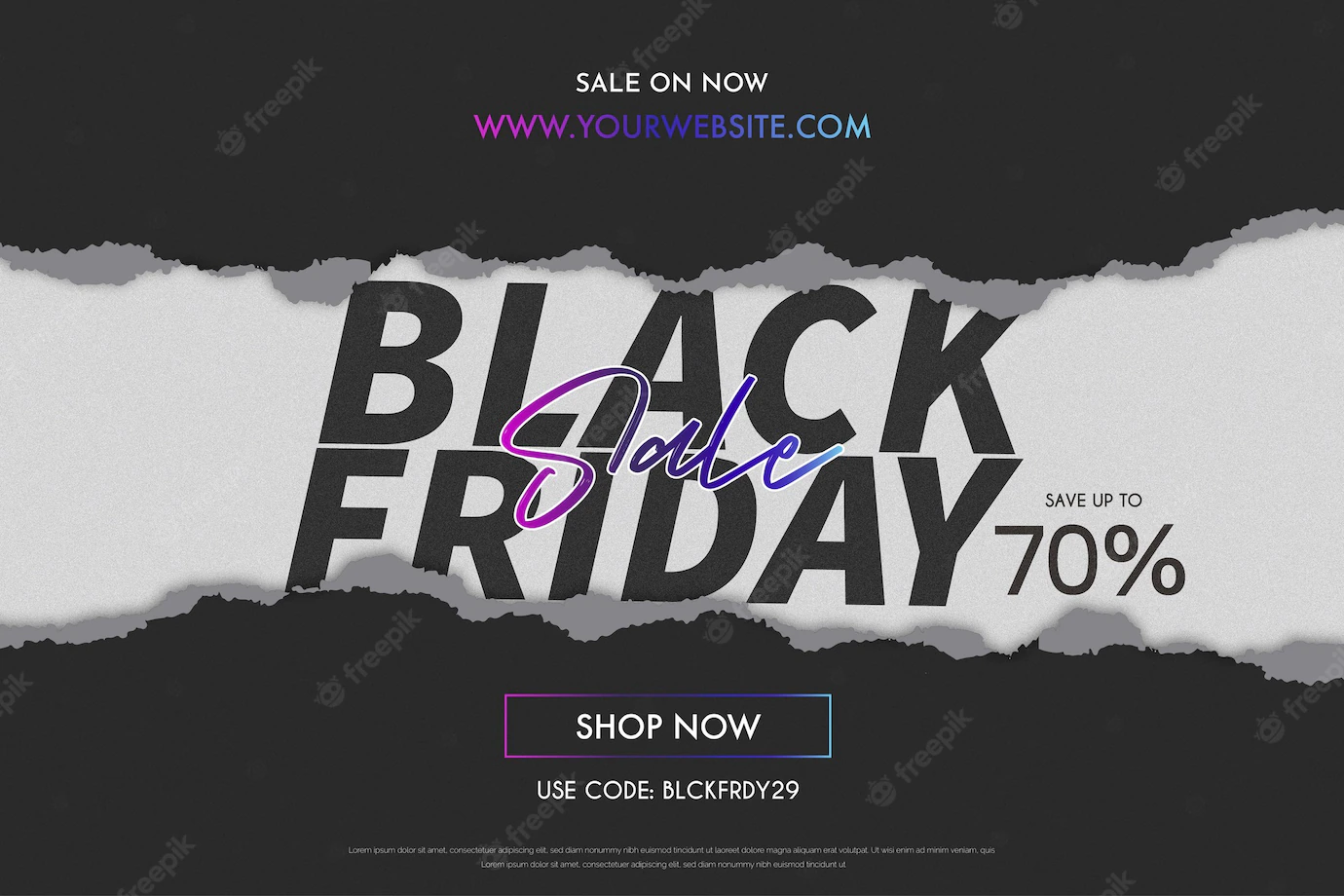 Modern Black Friday Sale With Papercut Design Banner 1361 2783