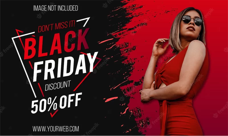 Modern black friday super sale with red splash banner design Free Vector