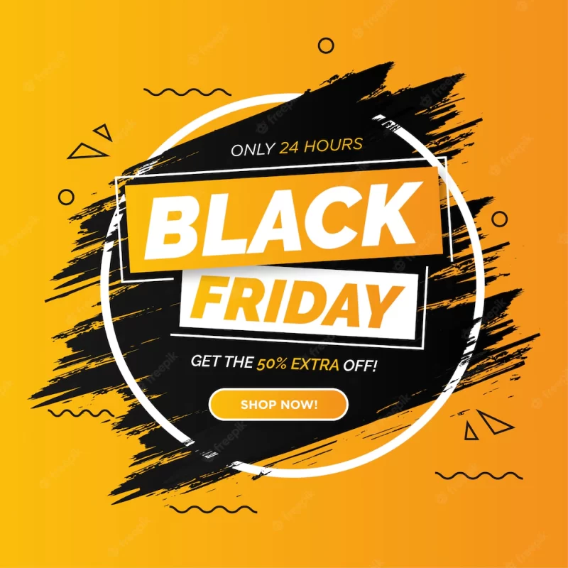 Modern colorful black friday sale banner with brush stroke Free Vector