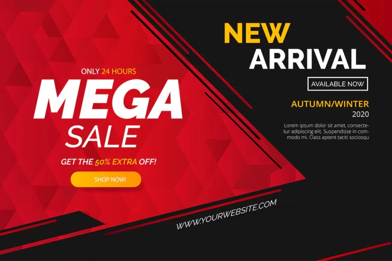 Modern mega sale banner template Free Vector