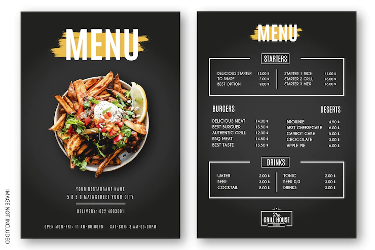 Modern Menu Restaurant Grill 1361 1526