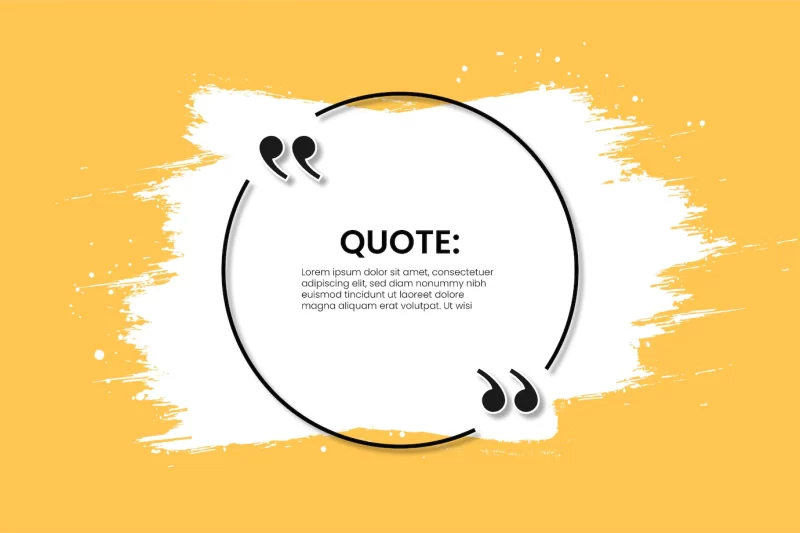 Modern quote frame on yellow with abstract white brush stroke Free Vector