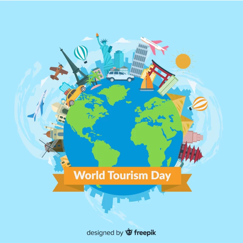 Modern world tourism day composition with flat design Free Vector Modern world tourism day composition with flat design Free Vector