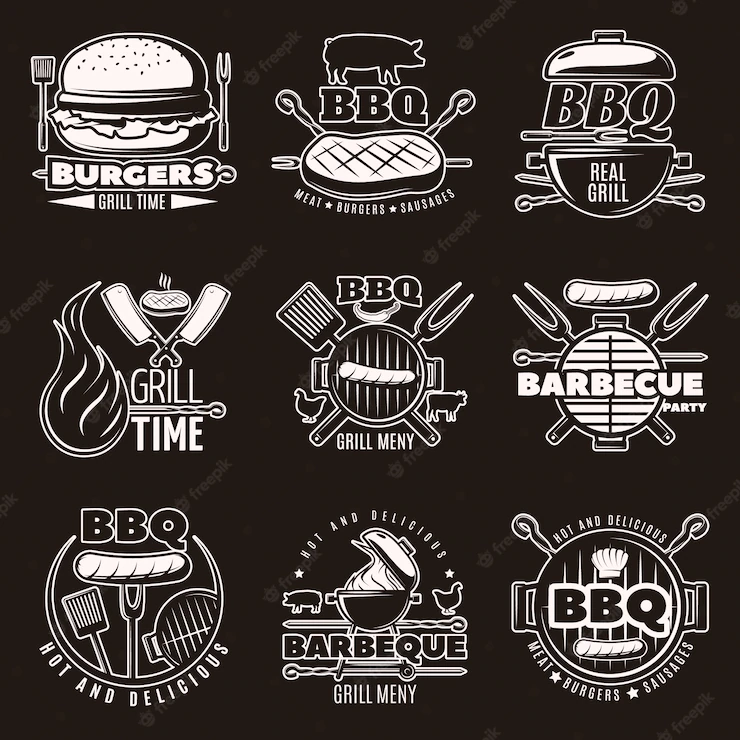 Monochrome Barbecue Emblems Set 1284 35804