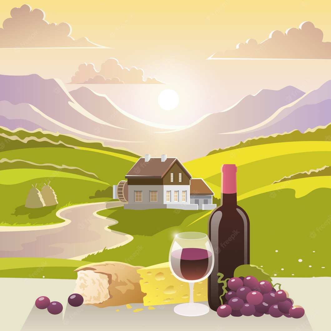 Mountain Landscape With Wine Cheese 1284 10555