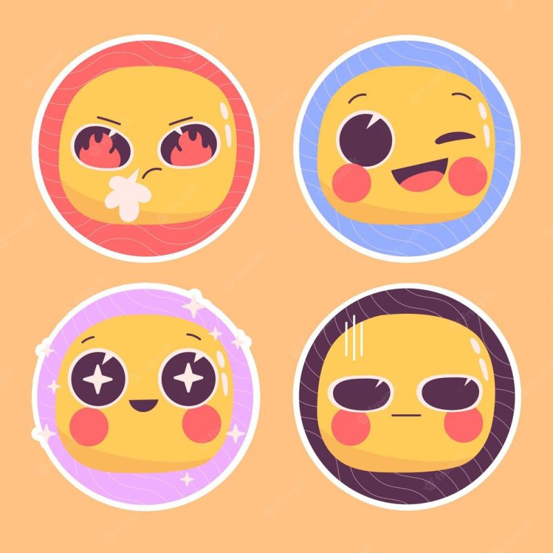 Naive emoticons stickers illustration set Free Vector