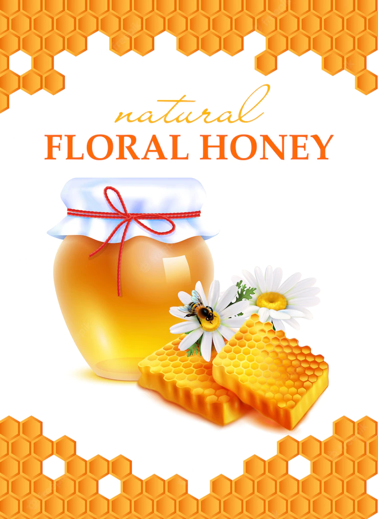 Natural floral honey realistic poster Free Vector