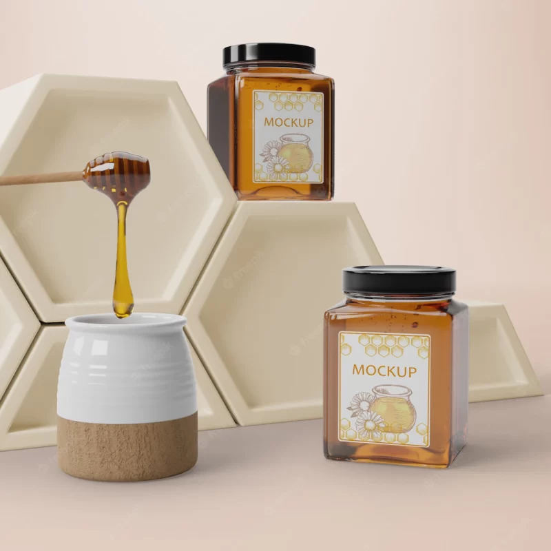 Natural honey product in jars Free Psd