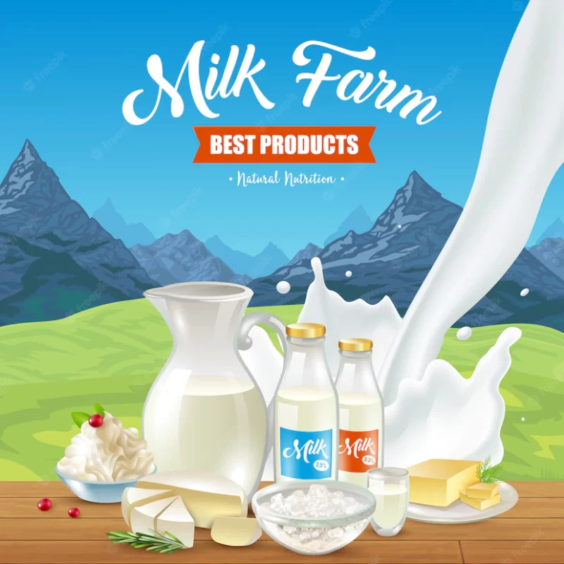 Natural milk product Free Vector