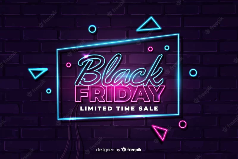 Neon style black Friday limited time sale Free Vector