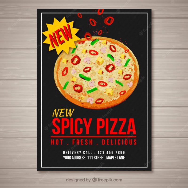 New pizza spice brochure Free Vector