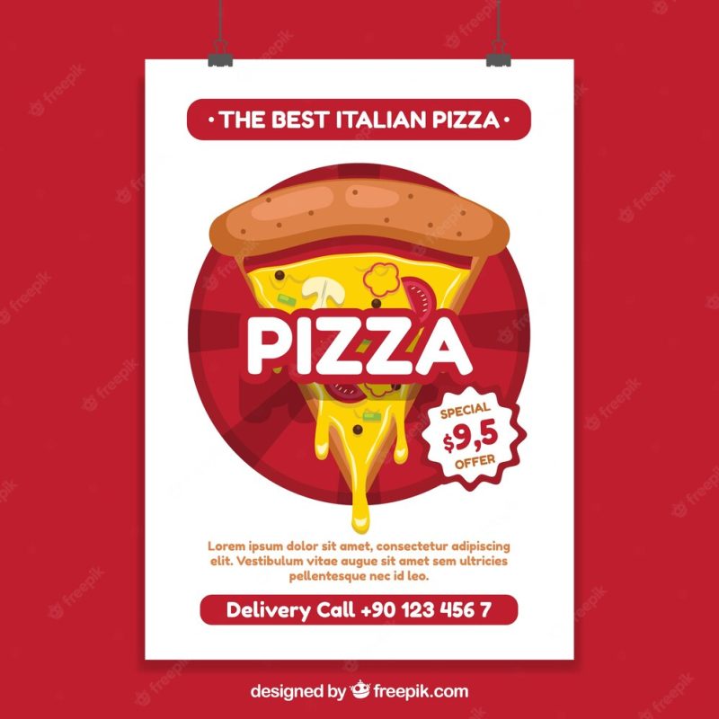 Offer poster with pizza Free Vector