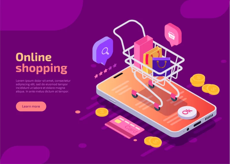 Online shopping, isometric concept illustration. Free Vector