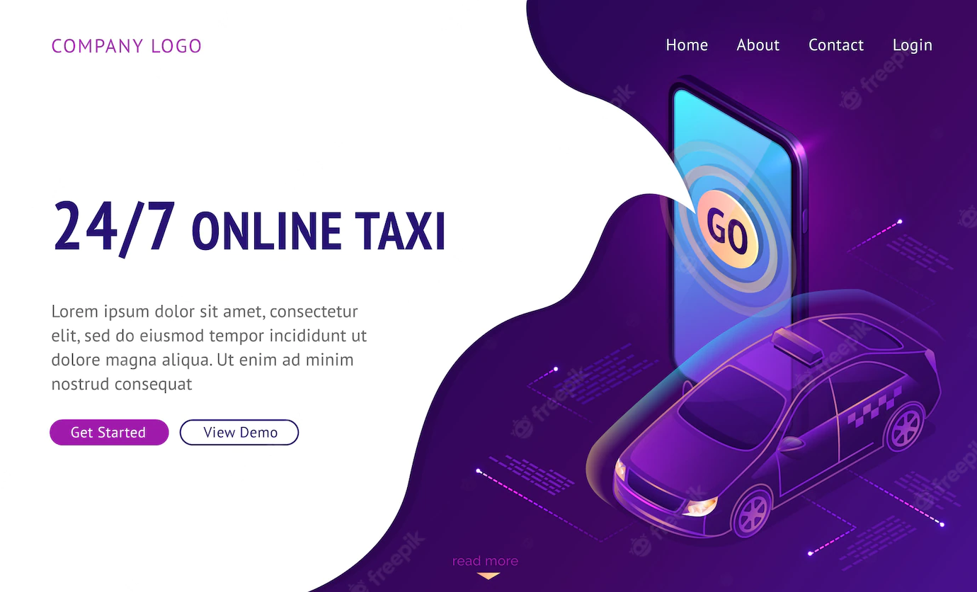 Online Taxi 24 7 Isometric Landing Page Web Banner 107791 821