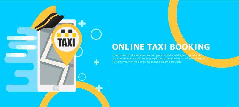 Online taxi booking banner Free Vector