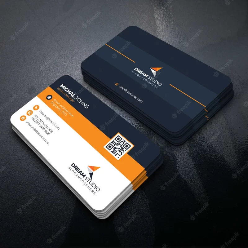 Orange shape visit card Free Vector