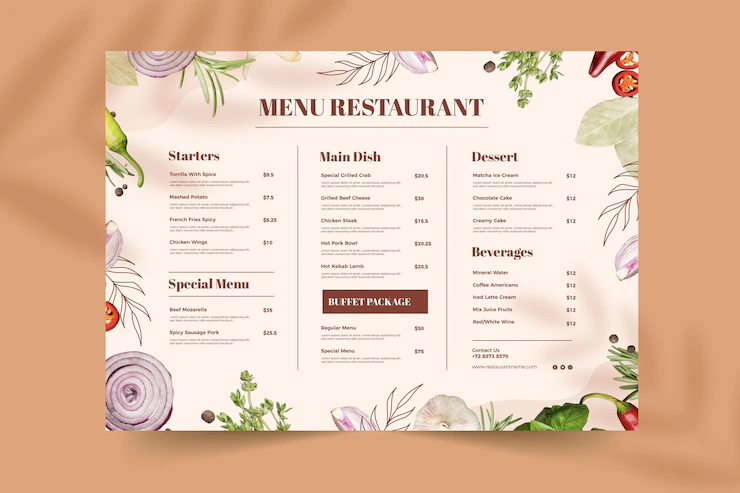 Organic Flat Rustic Restaurant Menu 52683 62342