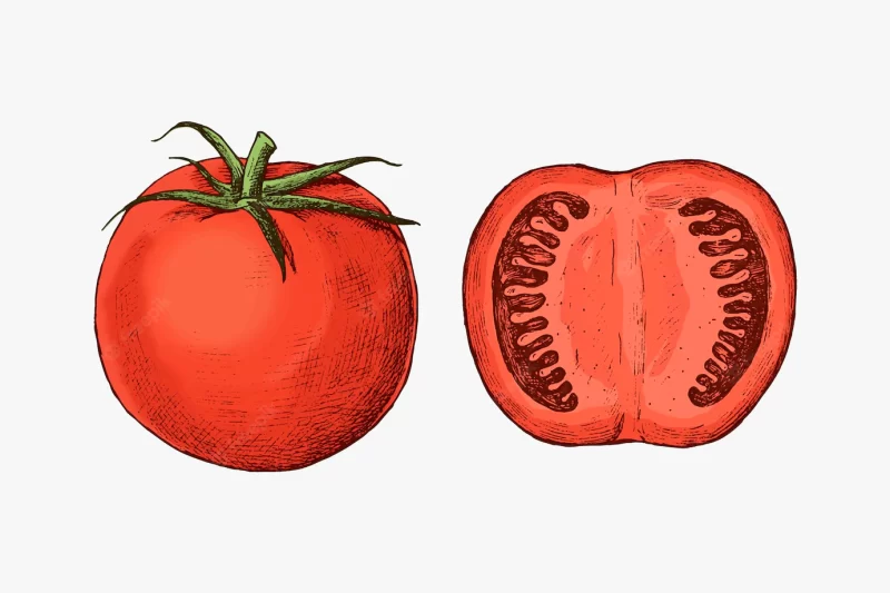 Organic freshly cut tomato vector Free Vector