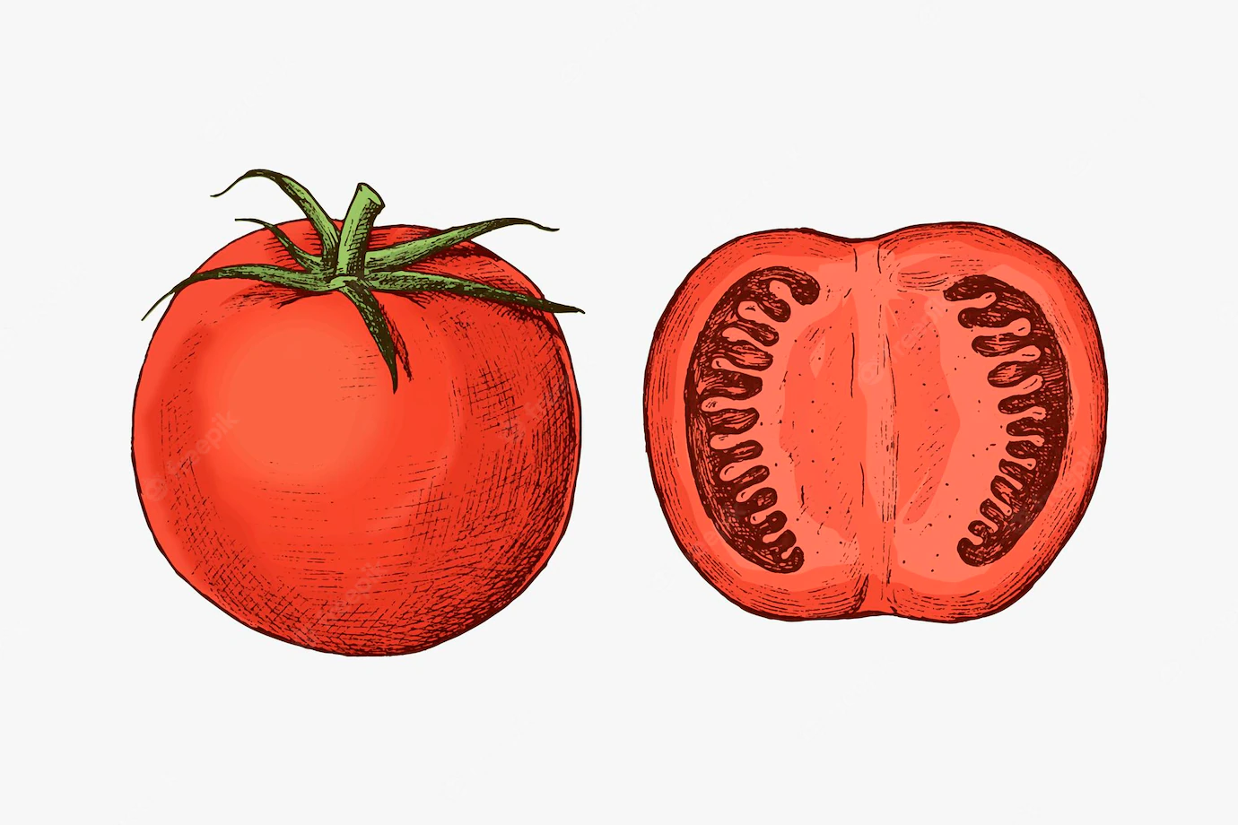 Organic Freshly Cut Tomato Vector 53876 108744