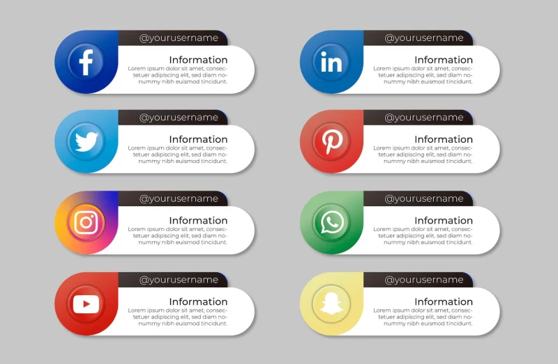 Pack of social media banners with message Free Vector