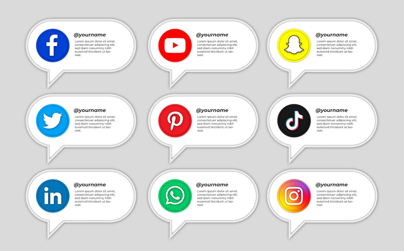 Pack Social Media Icons With Bubbles Text 125540 638