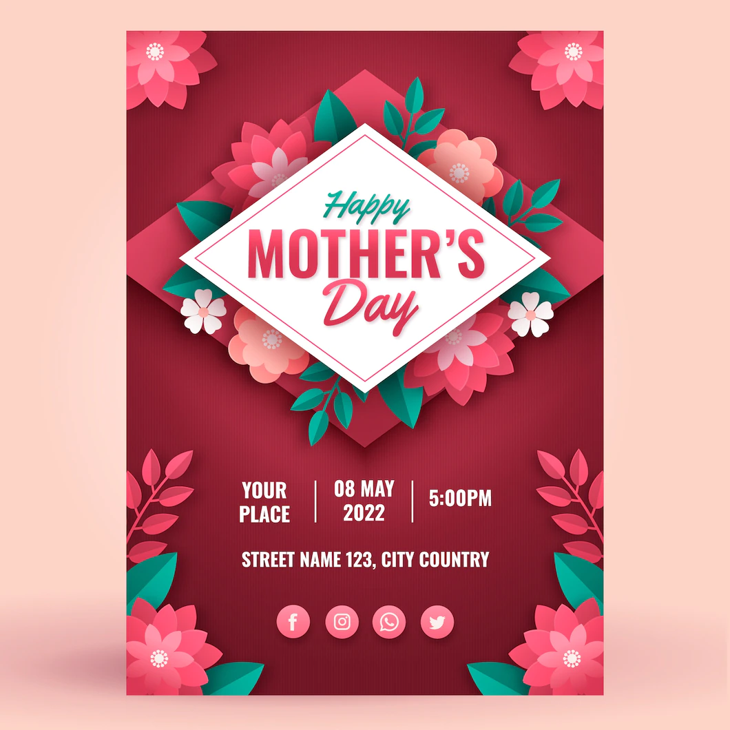 Paper Style Mothers Day Greeting Card Template 52683 83976