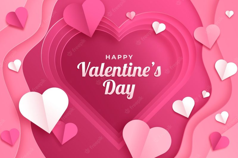 Paper style valentine’s day background Premium Vector