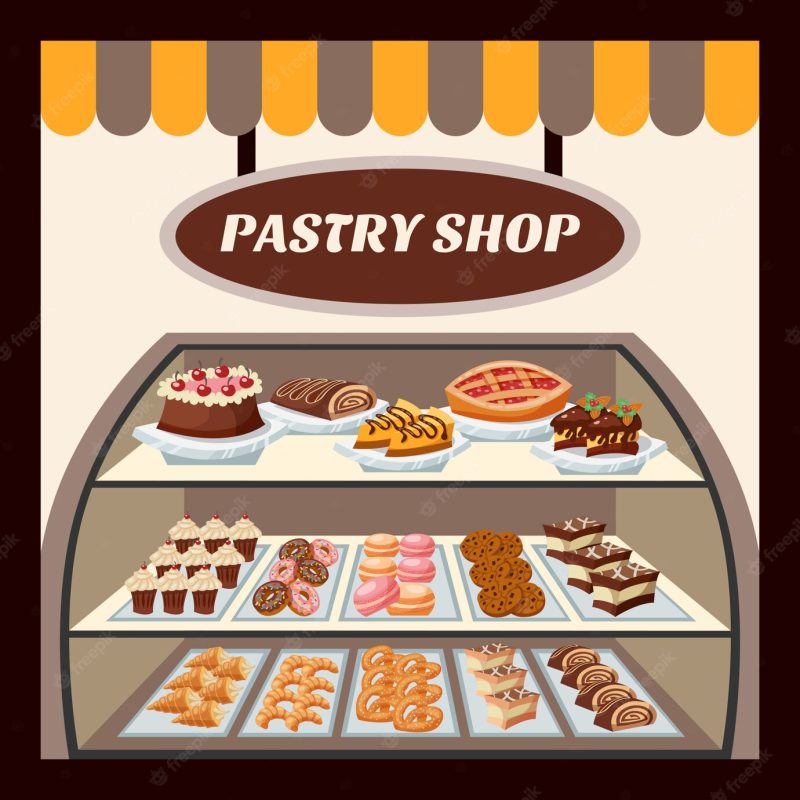 Pastry shop background Free Vector