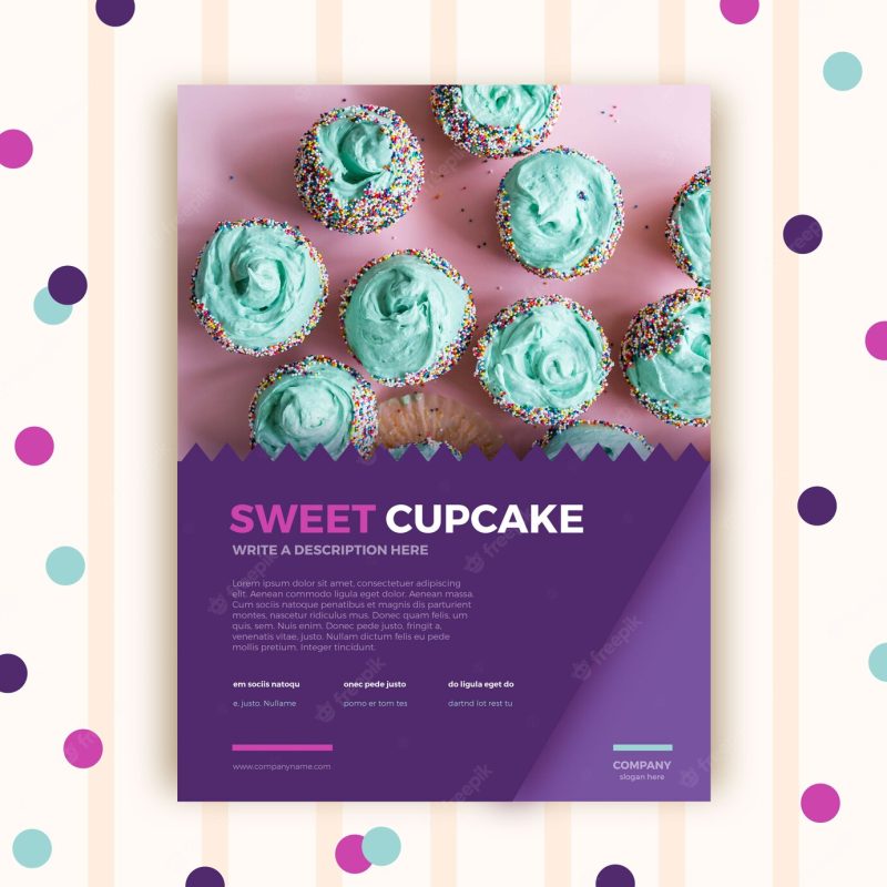 Pastry shop brochure template Free Vector