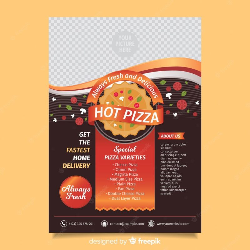 Photographic pizza flyer template Free Vector