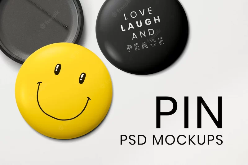 Pin badge mockup set psd, front and back Free Psd