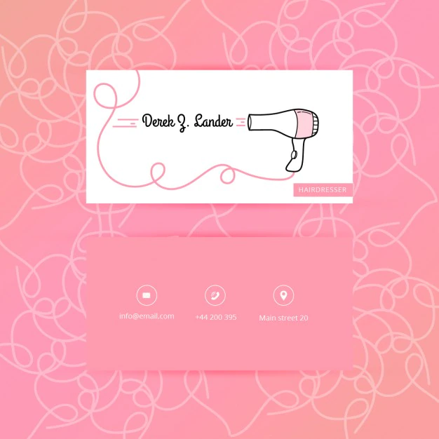 Pink fashion hairdresser business card Free Vector