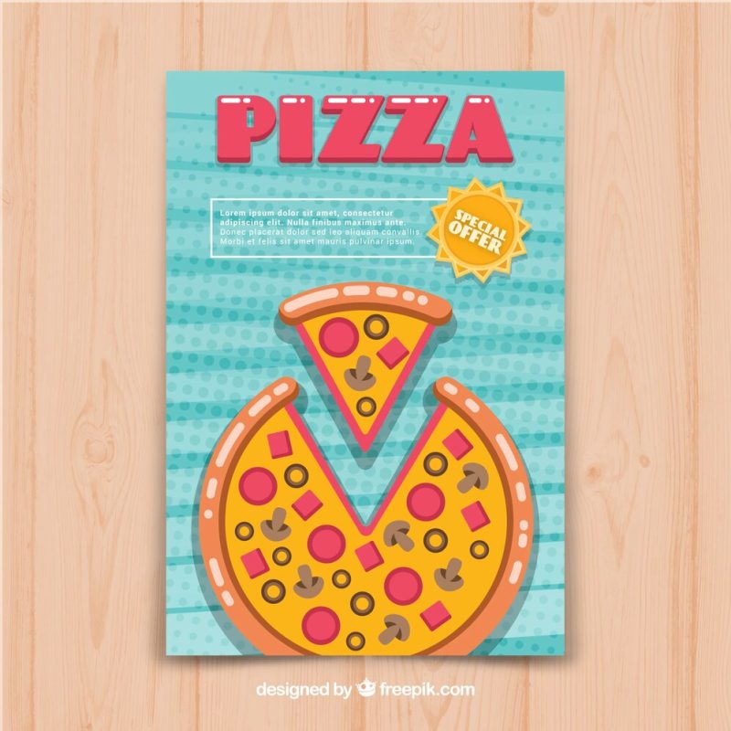 Pizza brochure in flat design Free Vector