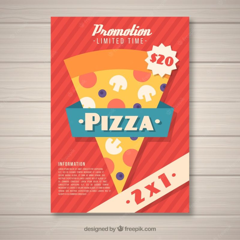 Pizza layout brochure in flat design Free Vector