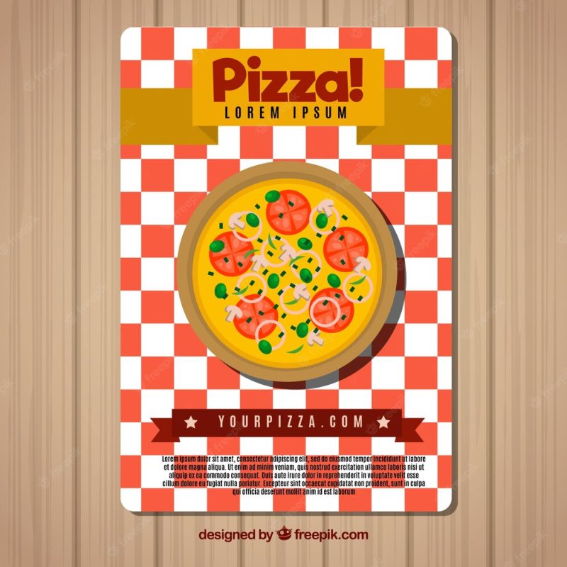 Pizza leaflet with tomato Free Vector