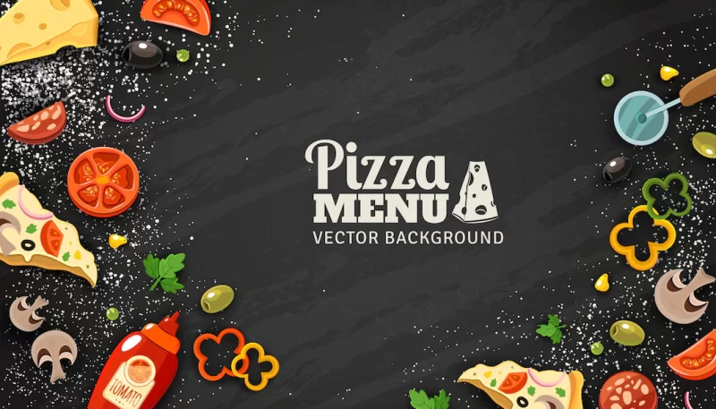 Pizza menu chalkboard background Free Vector