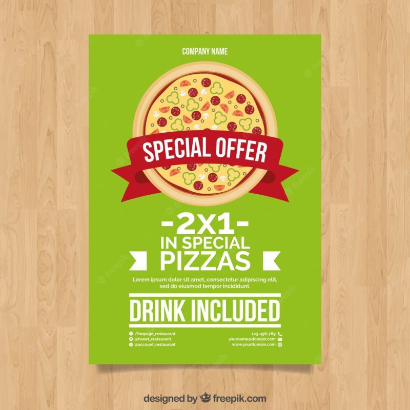 Pizza offer brochure Free Vector